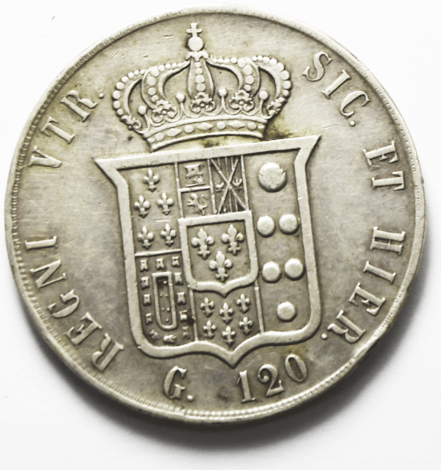 1859 Italian States Naples 120 Grana Silver Coin KM# 381 Italy
