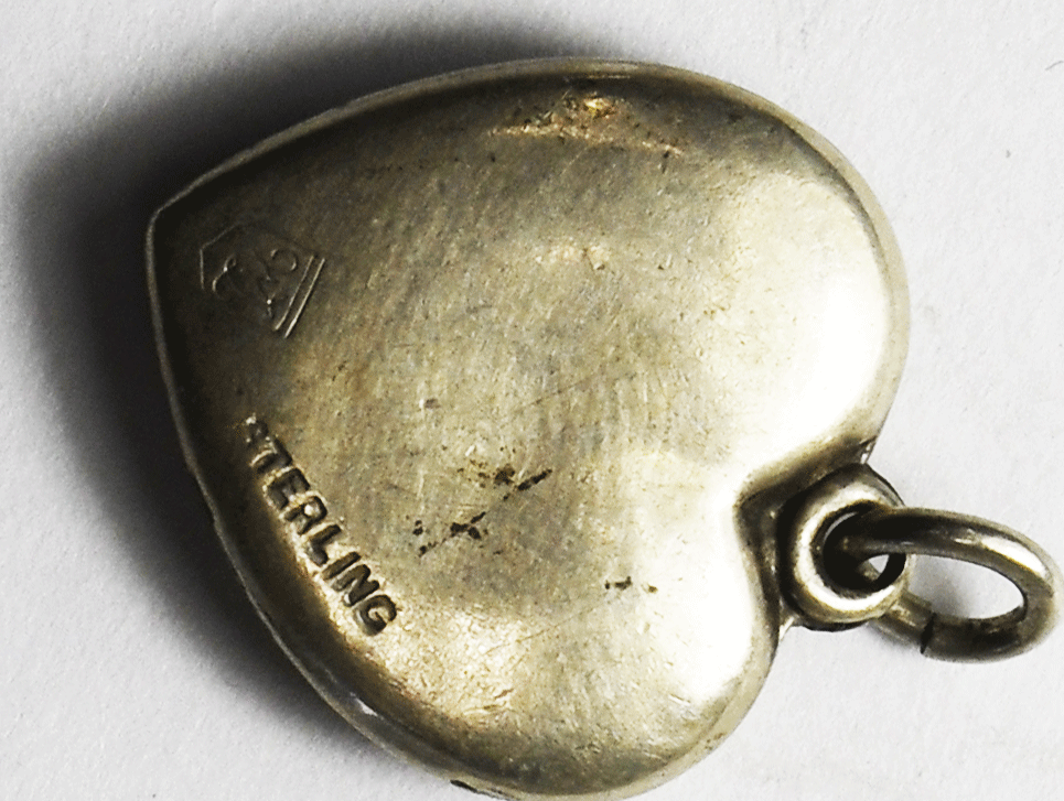 Sterling Vintage Walter Lampl Good Luck 3 Leaf Puffy Heart Charm 18mm x 16mm