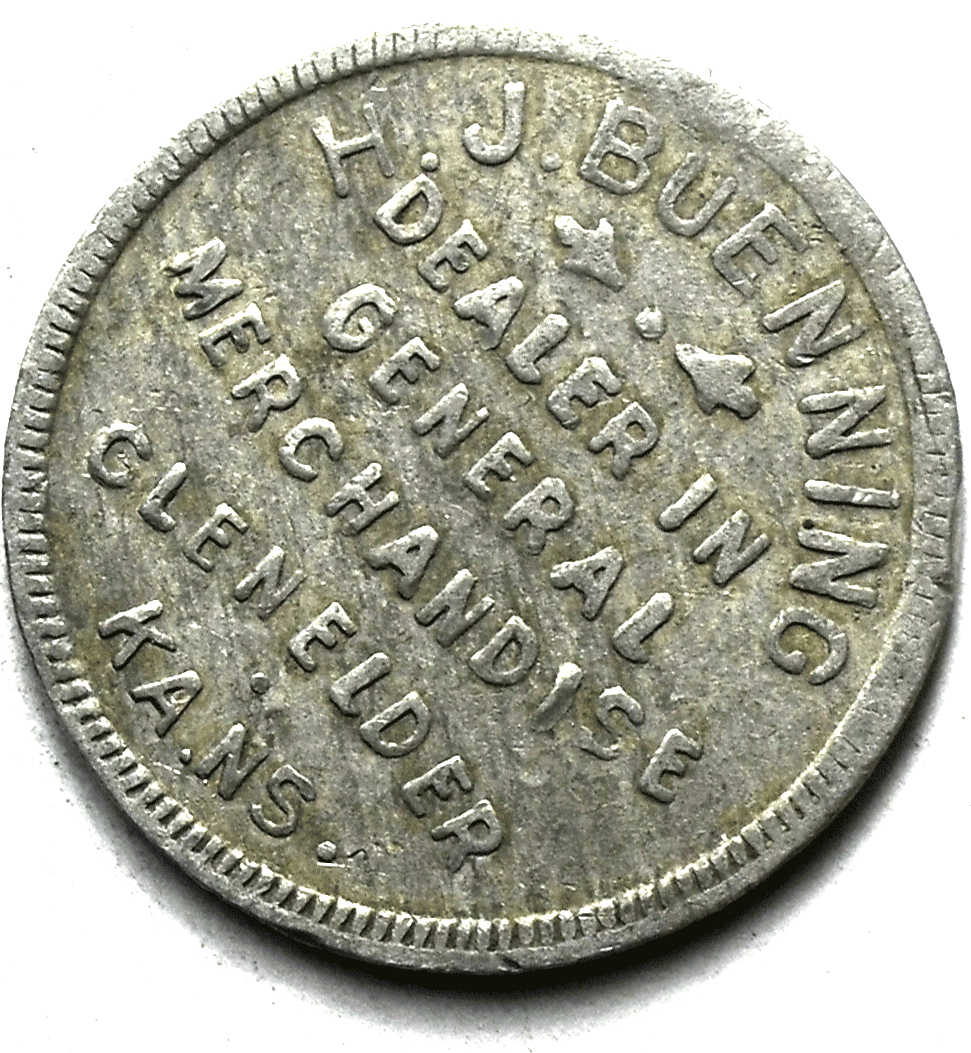J Buenning General Store Glen Elder Kansas Trade Token 25c