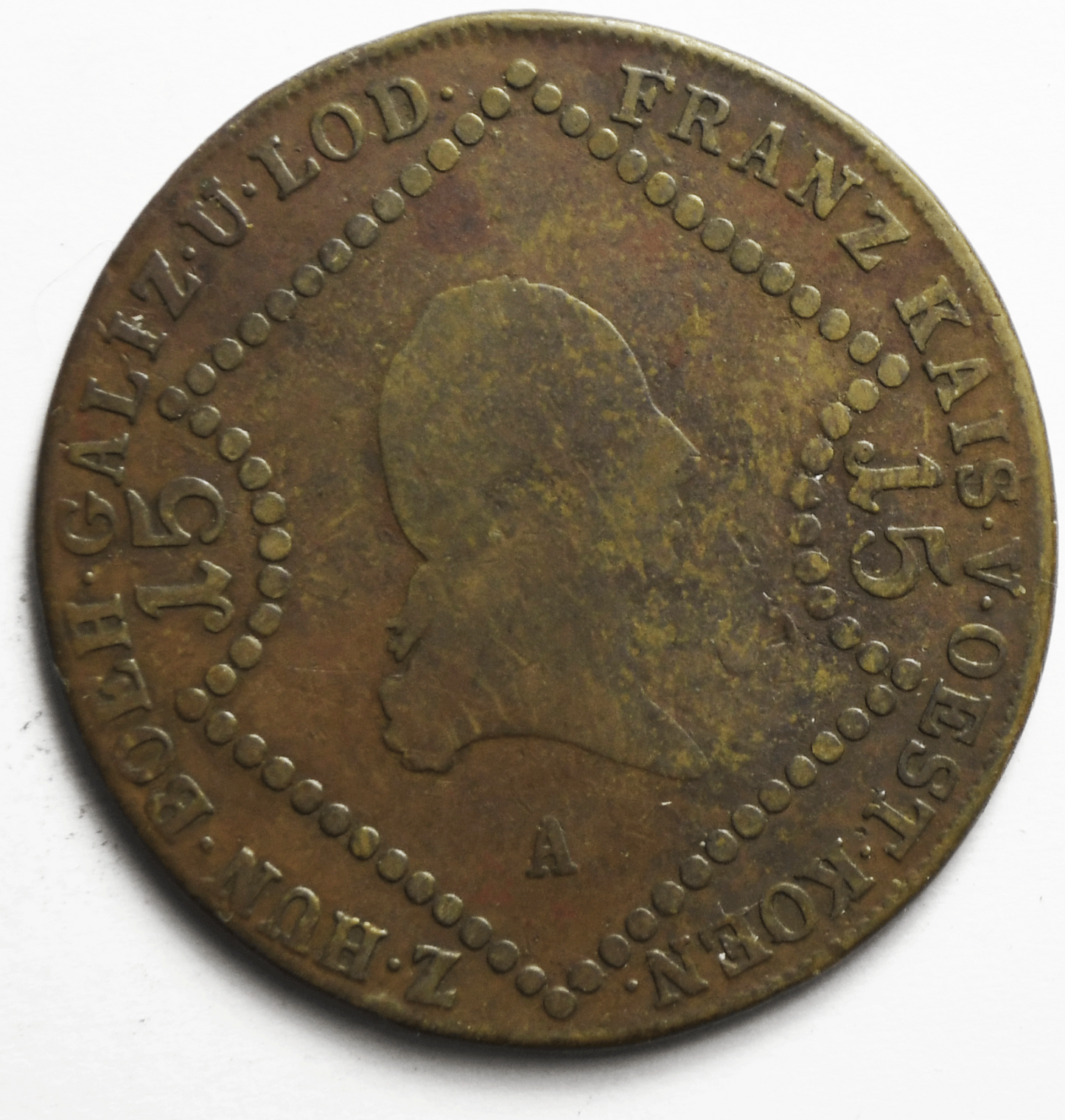 1807 Austria 15 Fifteen Kreuzer KM# 2138 Copper Coin