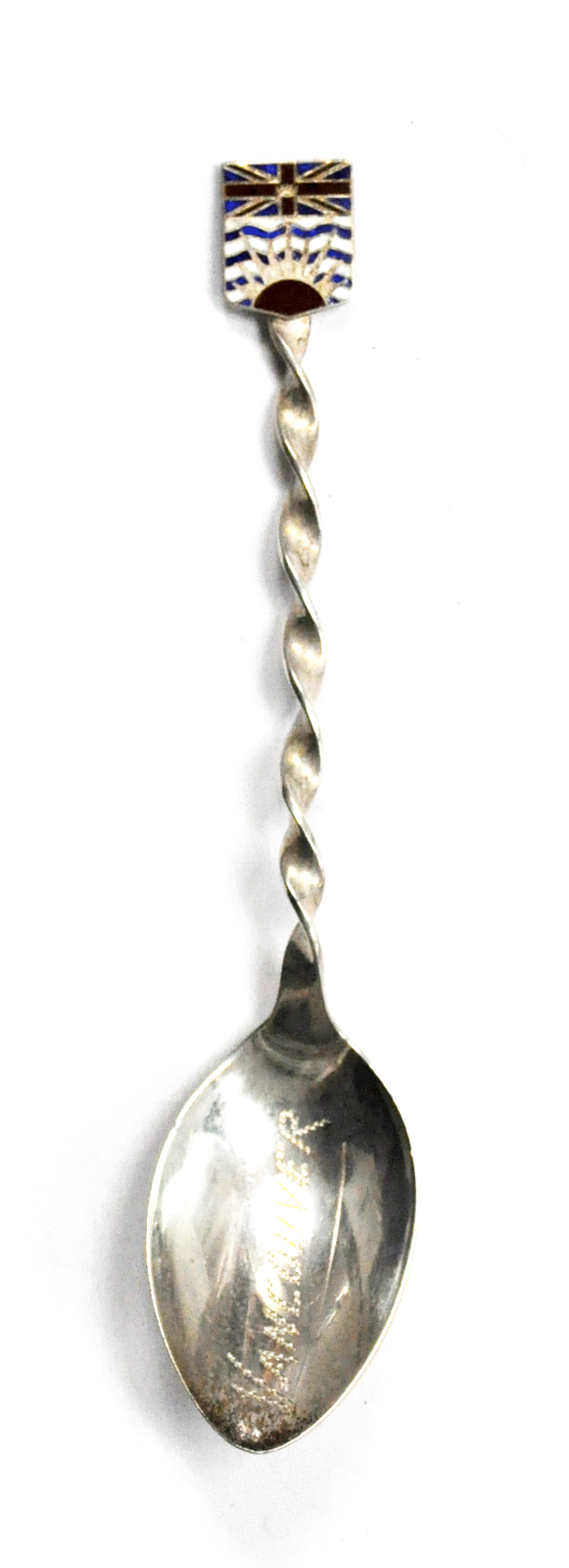 Sterling Silver Vancouver BC Canada Souvenir Spoon Enamel 4-3/8"
