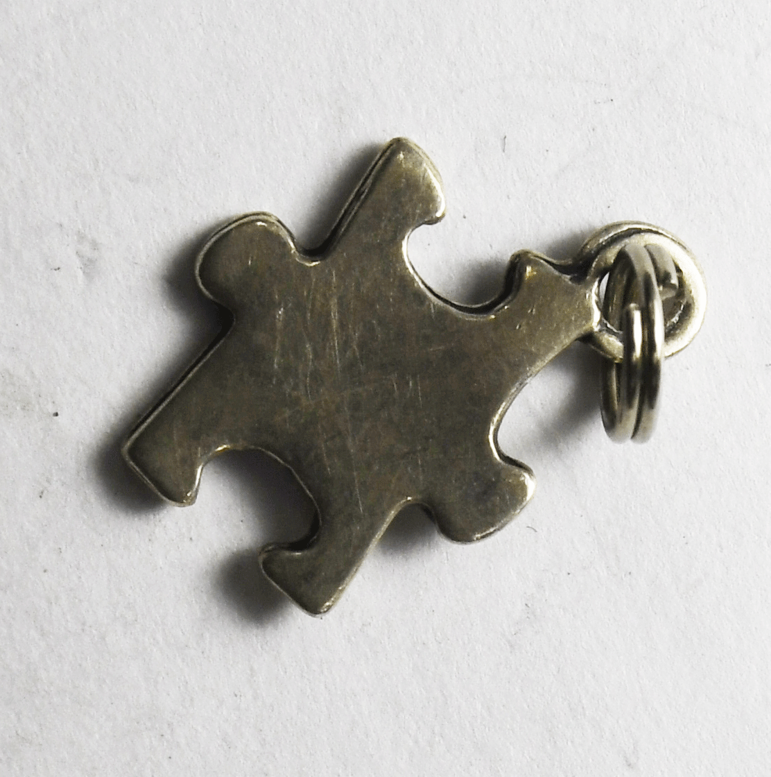 Sterling Silver Puzzle Piece Jigsaw Autism Charm 18mm x 12mm