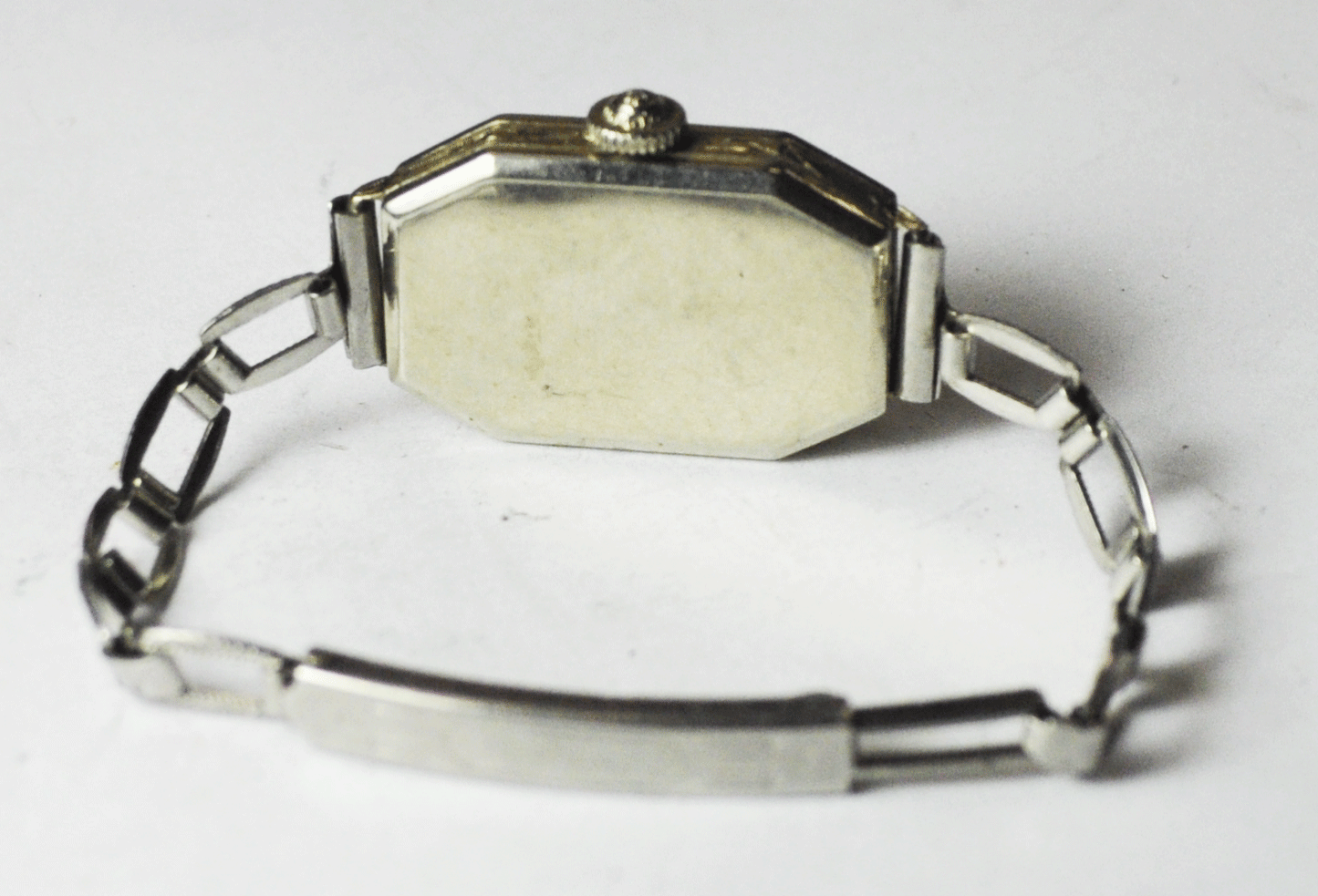 Vintage 14k Solid White Gold Art Deco Waltham Wristwatch 18mm Not Running
