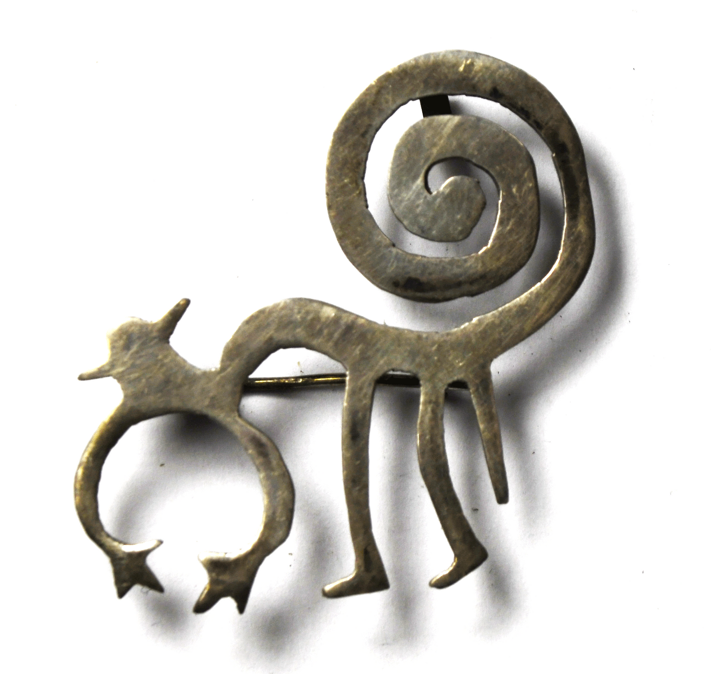 Sterling Silver Monkey Outline Brooch Pin 45mm