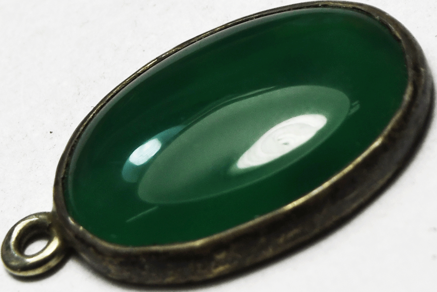 Sterling Silver Newman's Silver Shop Oval Green Onyx Pendant 29mm x 19mm