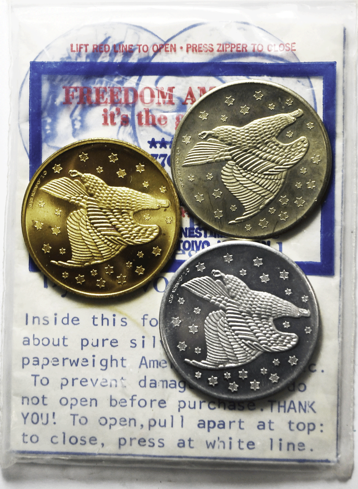 1976 Freedom America Bicentennial 3 Medal Bronze Nickel Aluminum Toivo Johnson