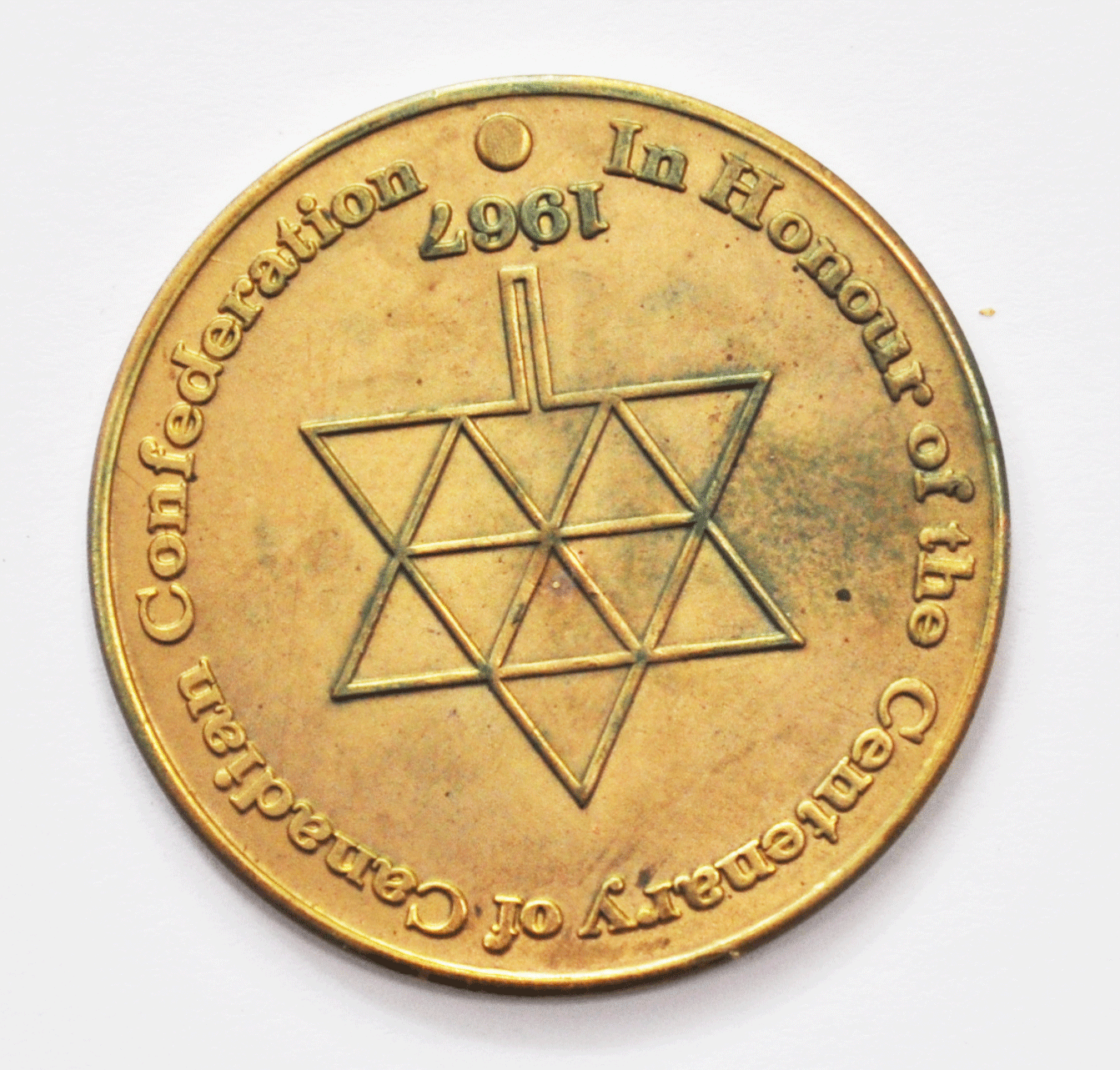 1967 British Columbia Centenary Medal Token 39mm Canada 100 Flower