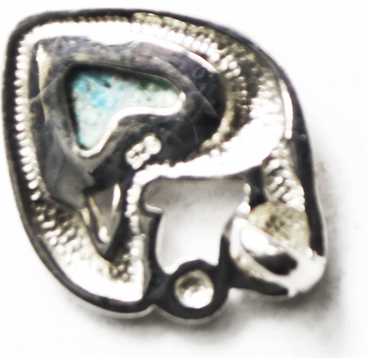Sterling Silver Turquoise Mother Child Heart Pendant 21mm x 17mm