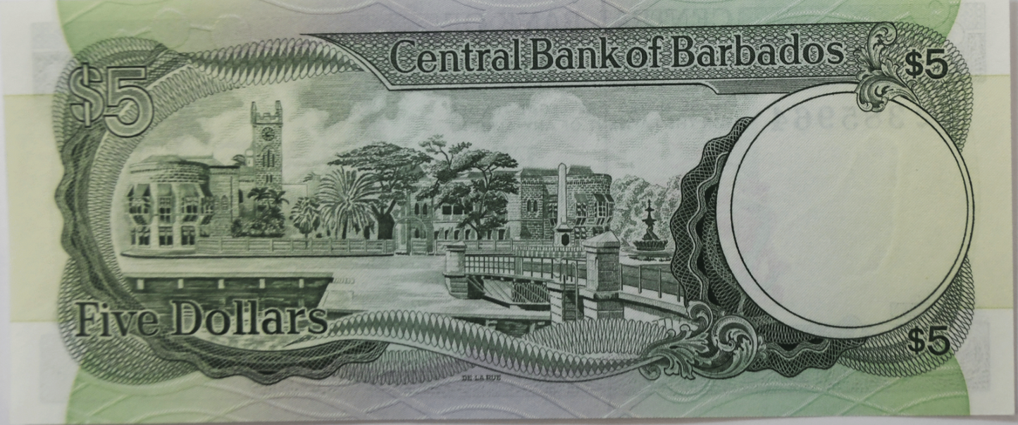1975 Barbados $5 Five Dollars Uncirculated Banknote G2385964
