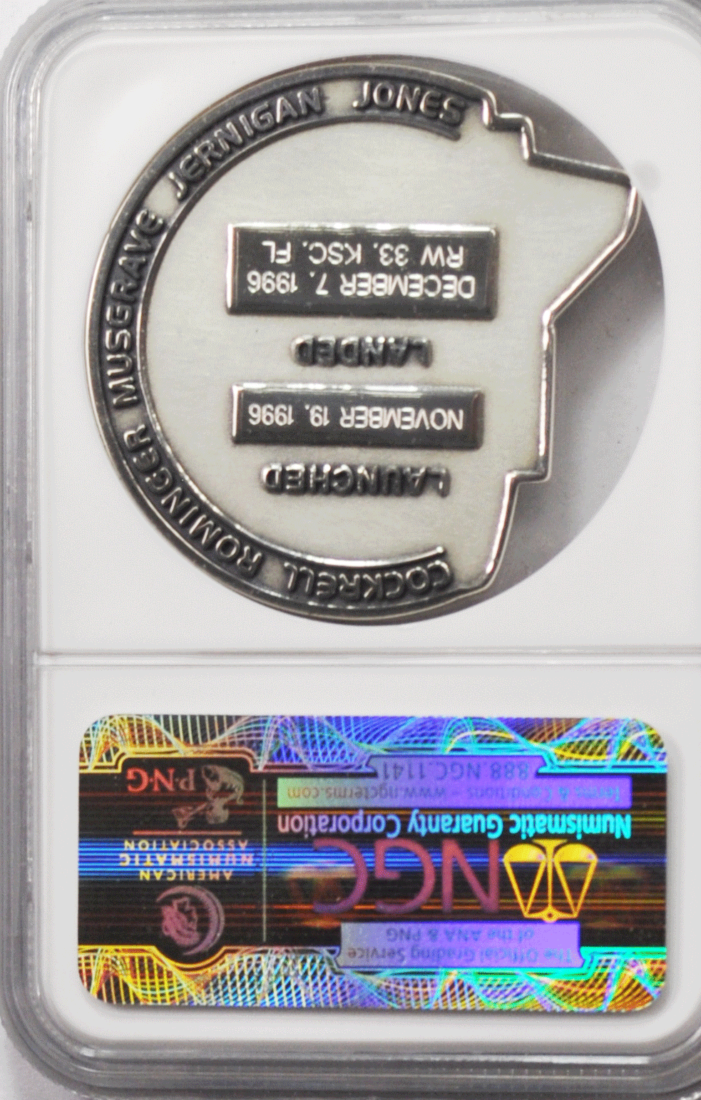 1996 STS-80 Robbins Space Silver Medal Unflown #109 NGC MS64 Columbia