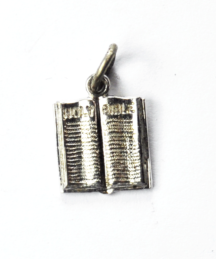 Sterling Silver Griffith Holy Bible Book Charm 13mm x 10mm