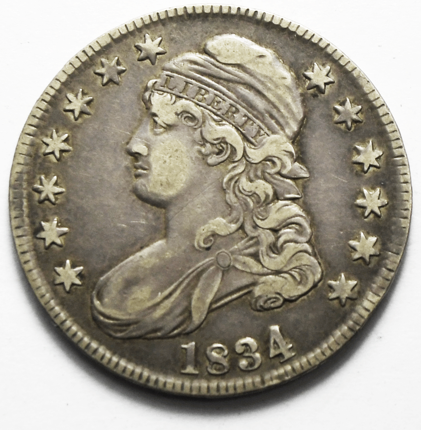 1834 Large Date Small Letter 50c Capped Bust Silver Half Dollar Fifty Cents