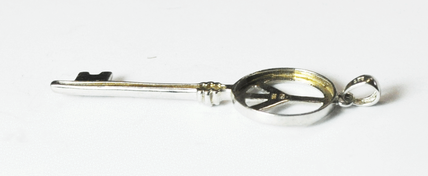 Sterling Silver CIJ Peace Symbol Key Pendant 2-1/4" x 17mm    3.1g