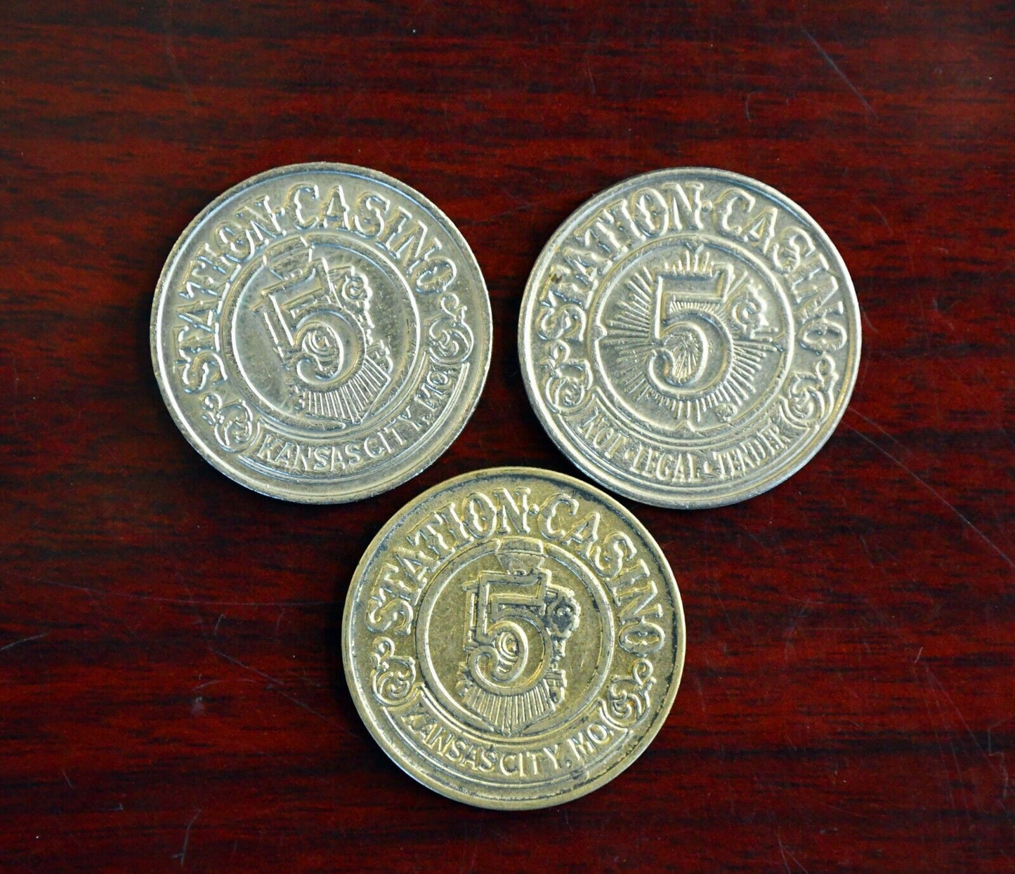(3) Station Casino Hotel Five Cent Slot Gaming Tokens Kansas City Mo.