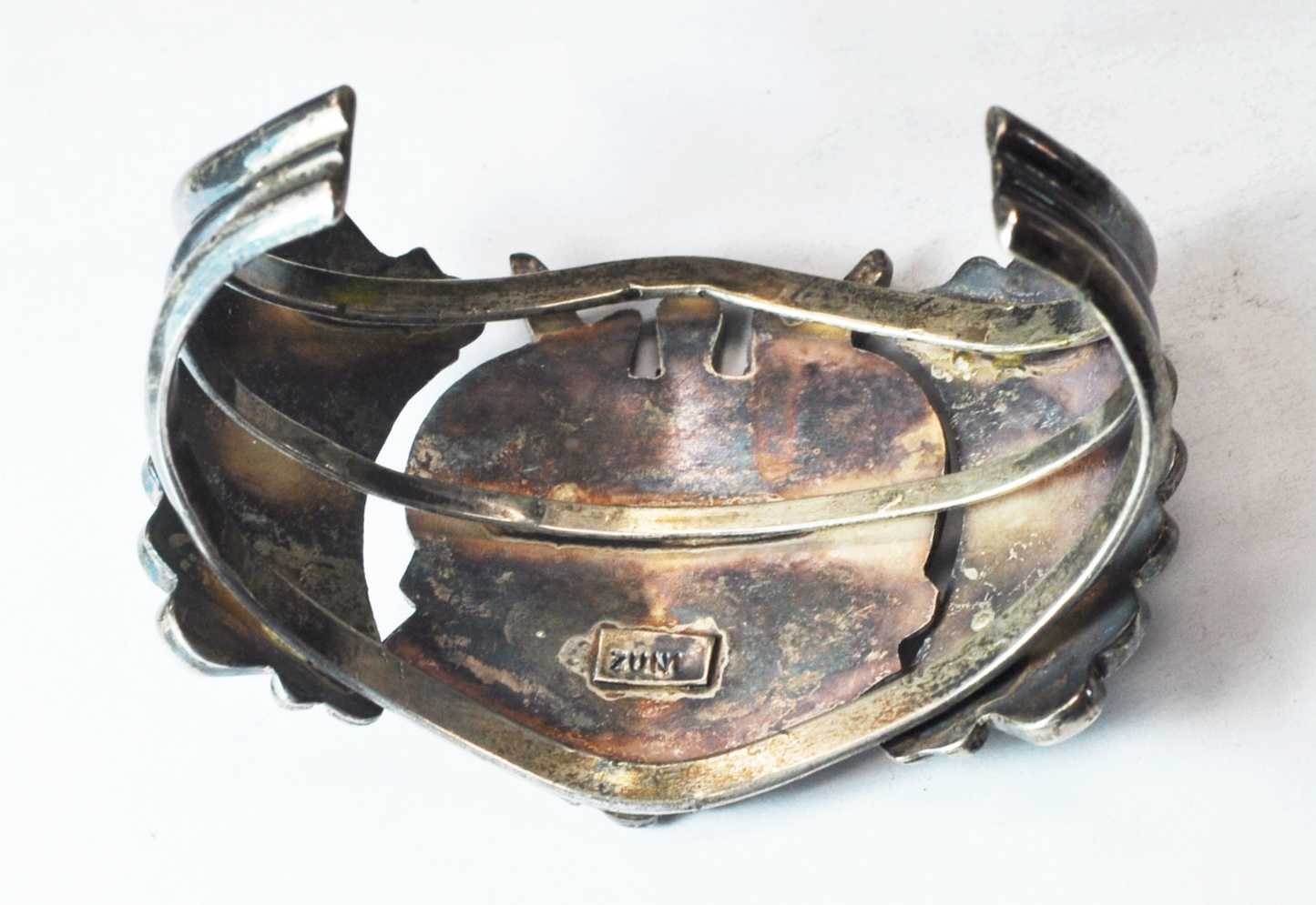 Sterling Silver Rita Edaakie Inlay Clown Antelope Kachina 51mm Cuff 6-1/2" Wrist