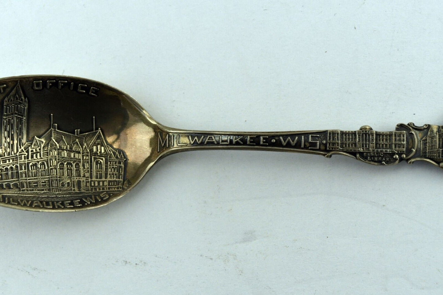 Milwaukee Wisconsin Post Office Sterling Souvenir Spoon City Hall Library Gimbel