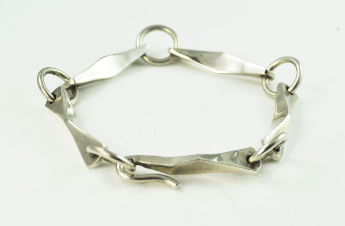 Sterling Silver Soren Borup Denmark Modern Abstract 6mm Link Bracelet 7.25"