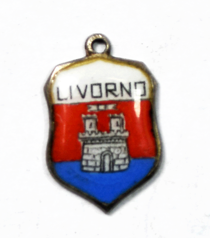 Sterling Silver Livorno Red White Blue Enamel Charm Pendant 17mm
