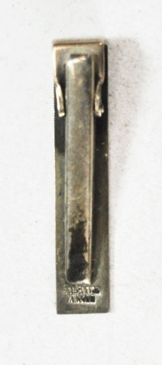 Etched Sterling Silver Mexico Scroll Tie Tack Clip 47mm x 9mm