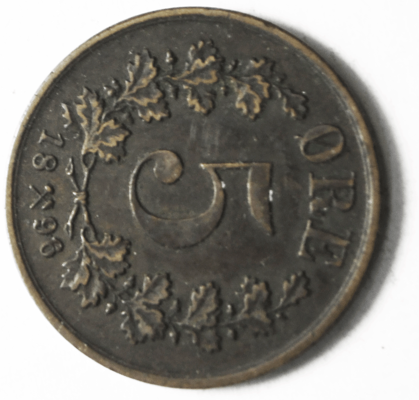 1896 5 Five Ore Norway Bronze Coin KM# 349