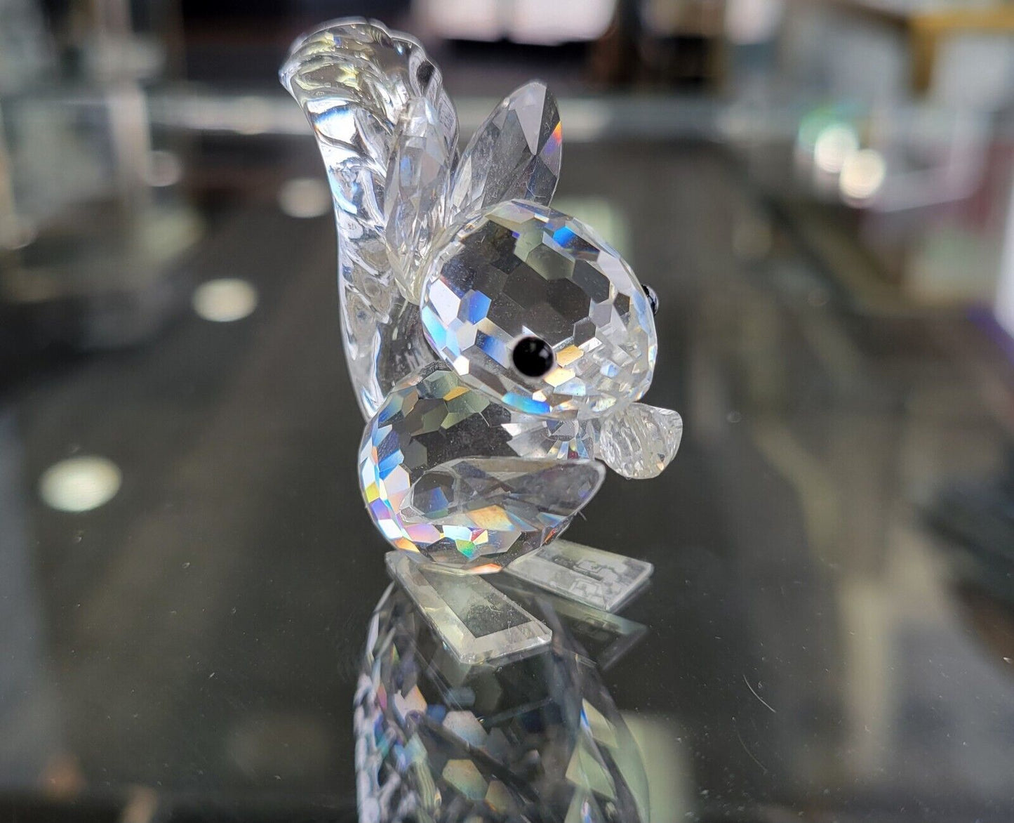 Swarovski Crystal Figurine Squirrel With Nut Block SC Logo Retired Austria