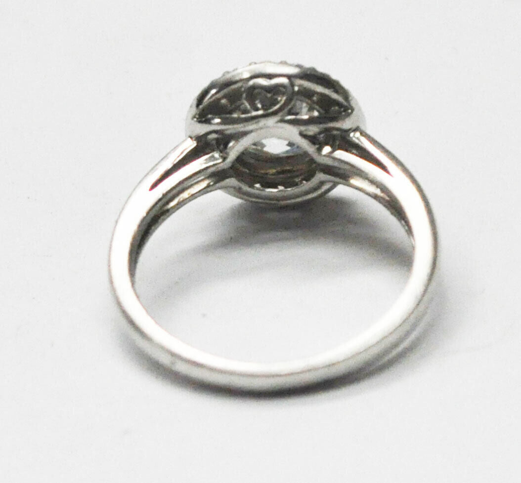 Sterling Silver Clear Round 7mm CZ Halo 12mm Ring Size 7