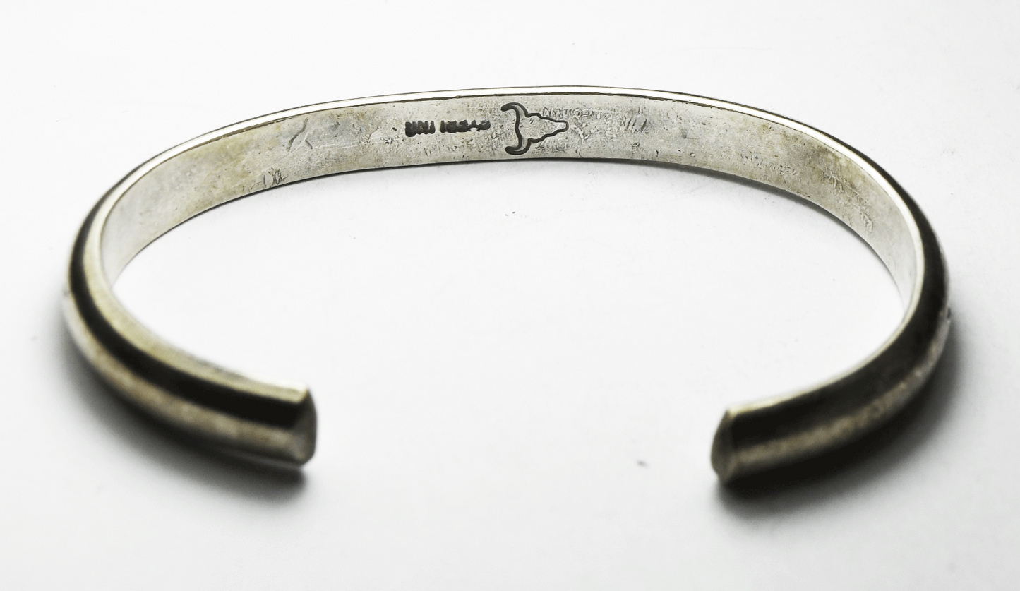 Sterling Longhorn Stamp 7mm Bar Sand Cast Cuff Bracelet 7" Wrist