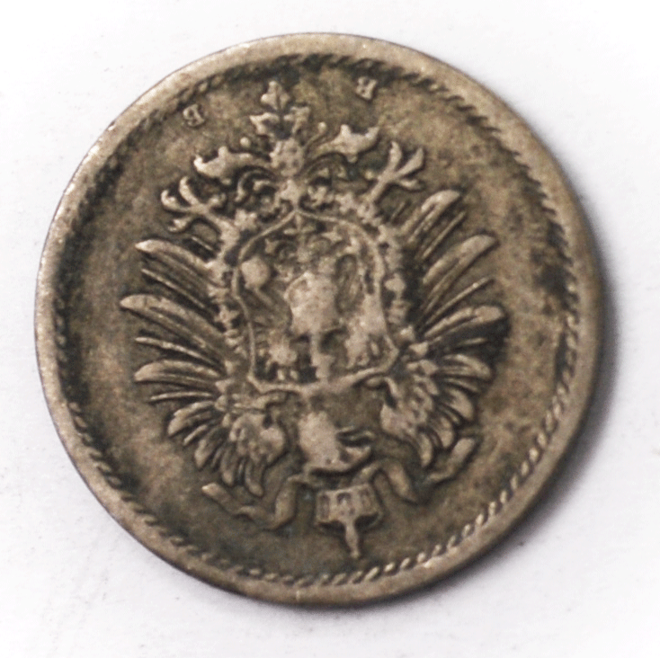 1875 B Germany Empire 5 Five Pfennig Copper Nickel Coin KM# 3