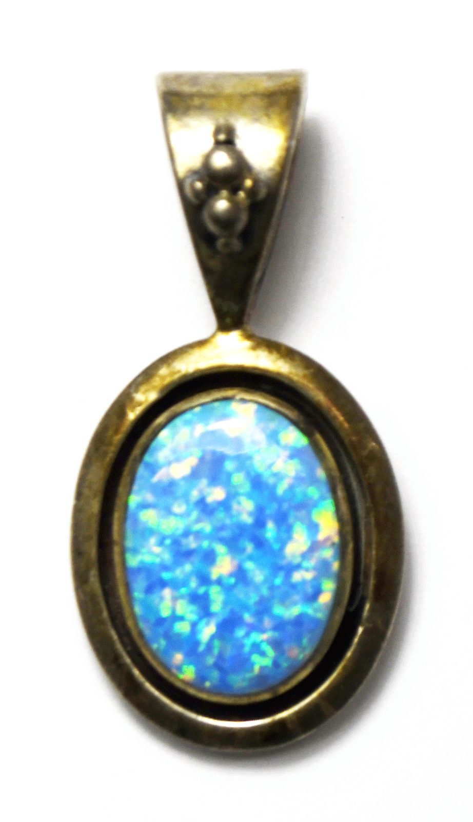 Sterling Silver Ted Ott Fire Opal Oval Pendant 38mm x 19mm
