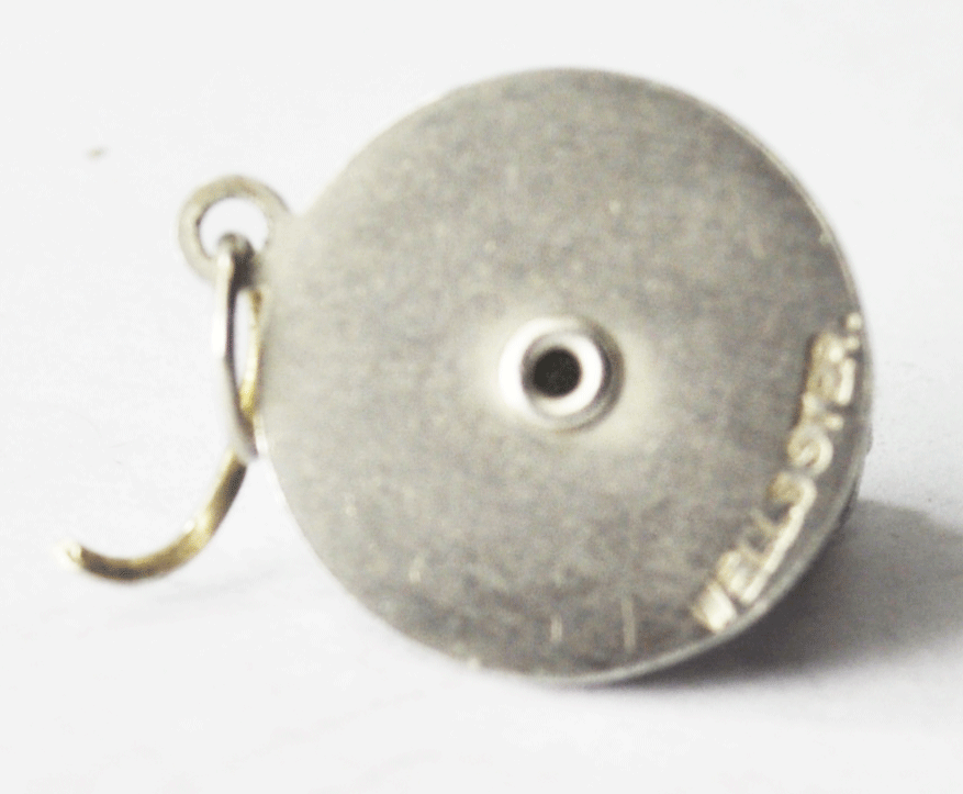 Sterling Silver Wells Spinning Street Car Blue Enamel Charm 15mm x 11mm