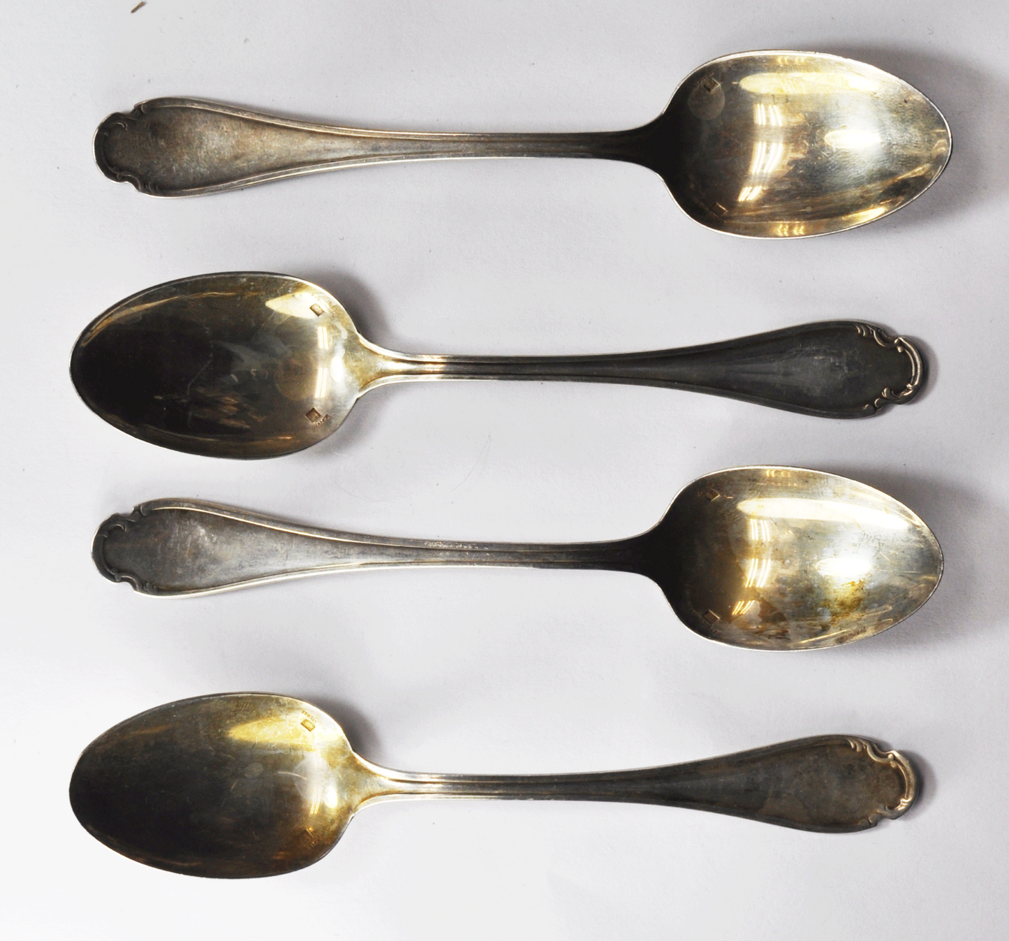 Set of 4 Pompadour by Christofle Silver Plate Large Teaspoons France 6"