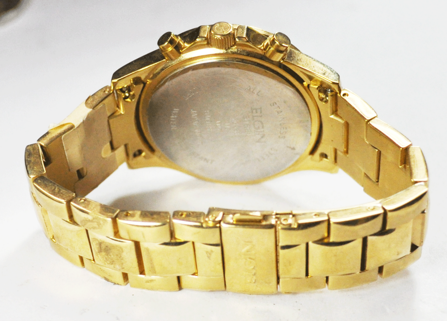 Elgin Steel Split Second Chrongraph Date Sport Wristwatch Gold Tone 42mm FG558