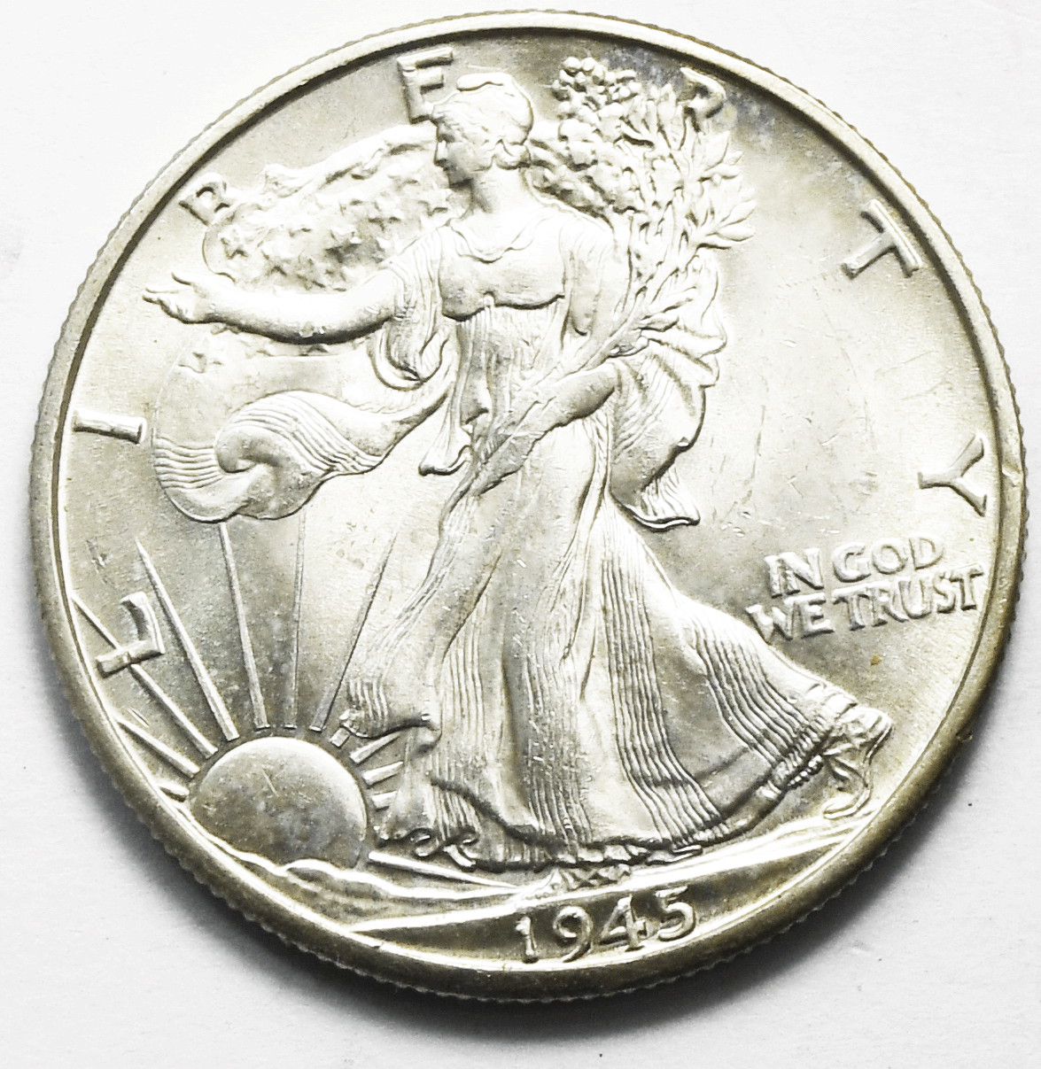 1945 D 50c Walking Liberty Silver Half Dollar Denver Uncirculated