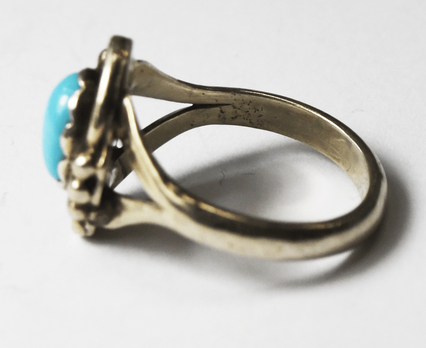 Sterling Silver Princess Turquoise Oval Solitaire Ring 14mm Size 5