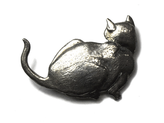 Sterling Silver Great Falls Metal Works Cat Brooch Pin 38mm x 23mm