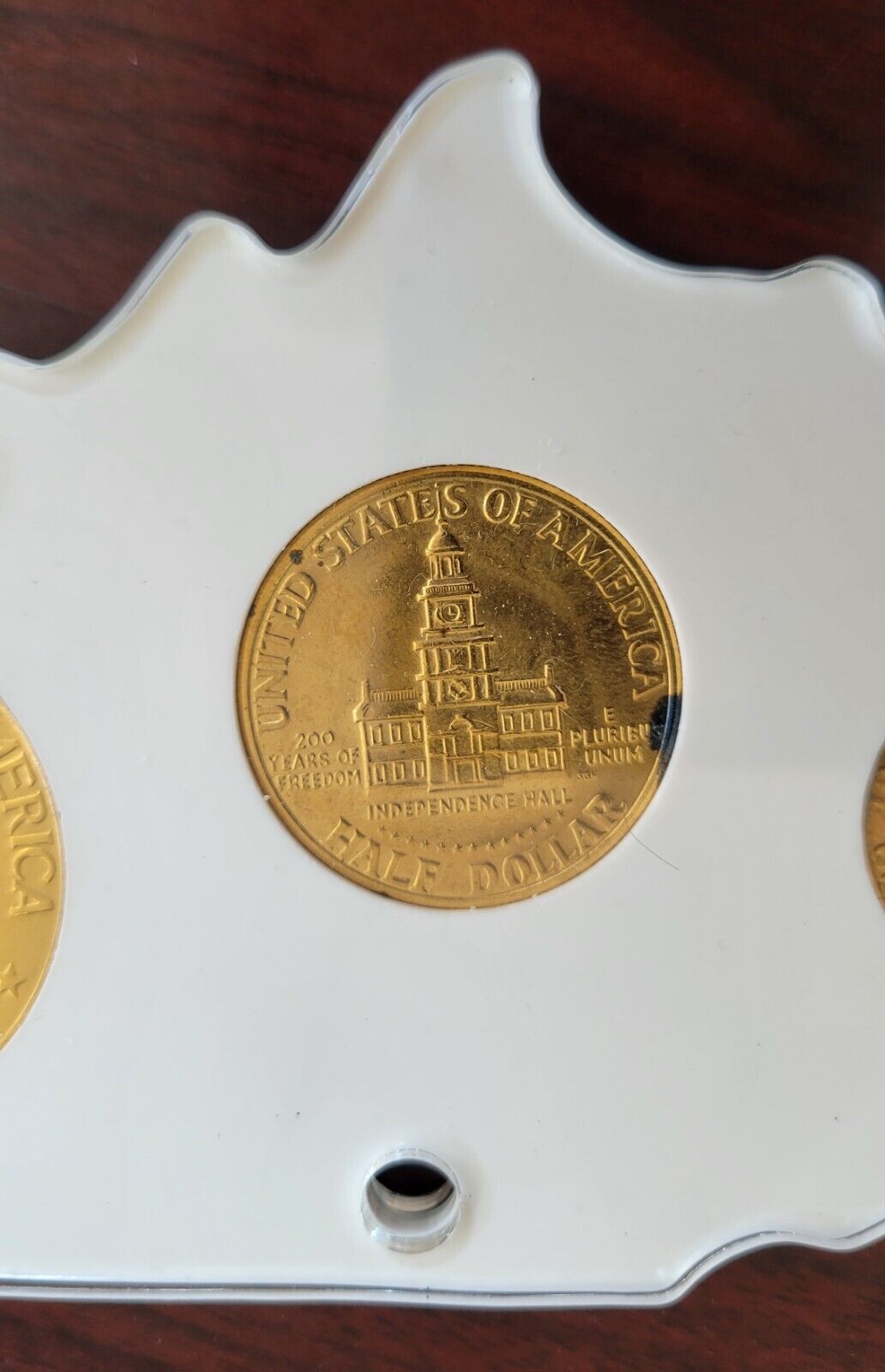 Bicentennial Gold Toned Coinage Liberty Set 1776-1976 Commemorative Acrylic Map