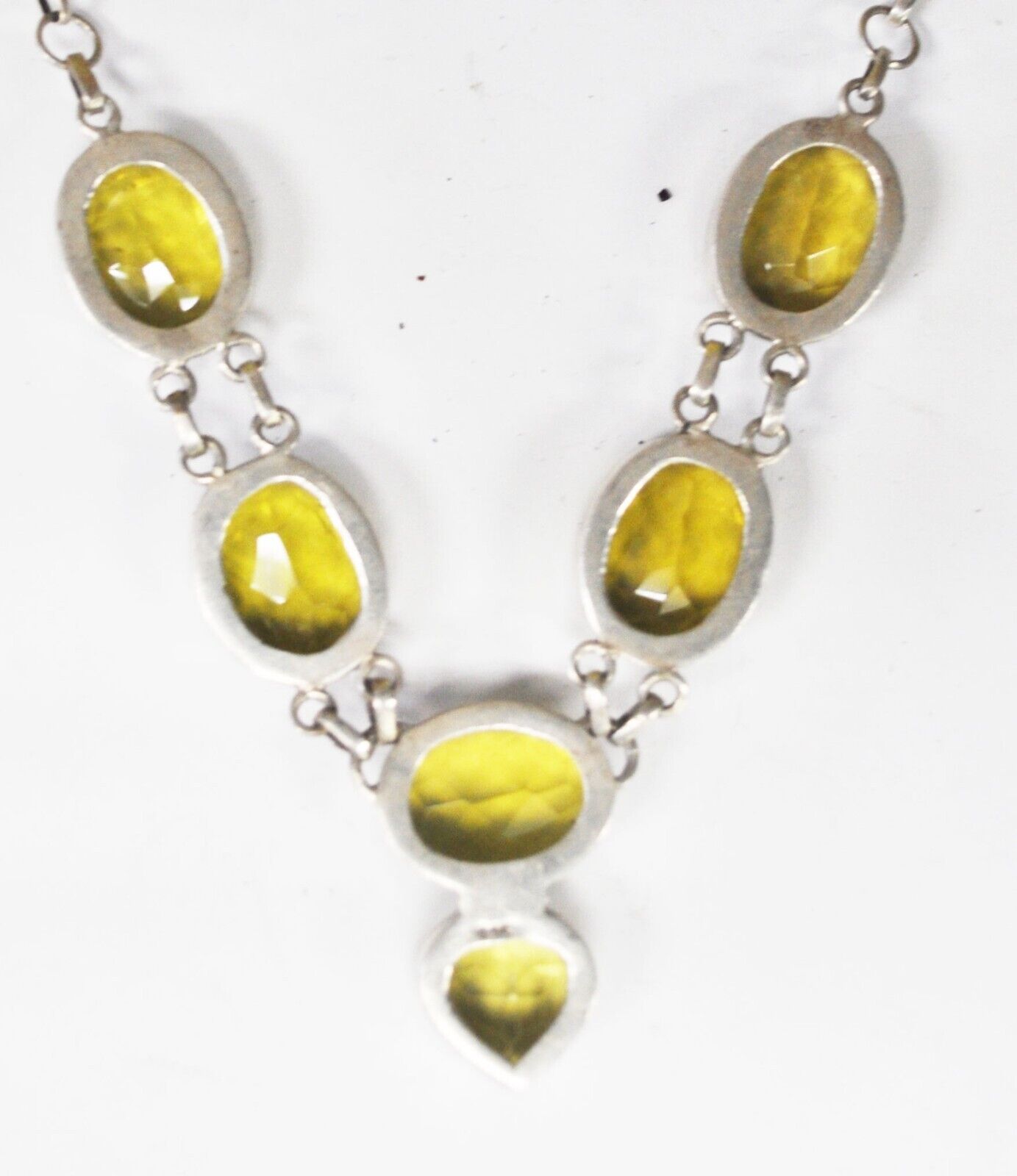 Sterling Silver Citrine 33mm Center Round 7mm Necklace 19"