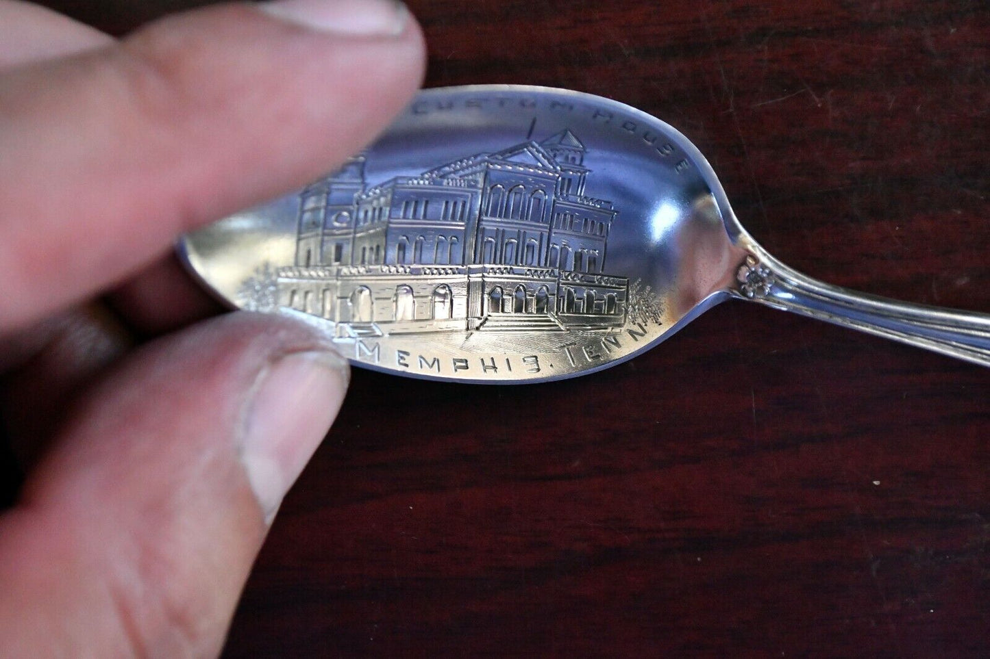 Custom House Memphis Tennessee Sterling Silver 5 1/8" Souvenir Spoon.56 oz