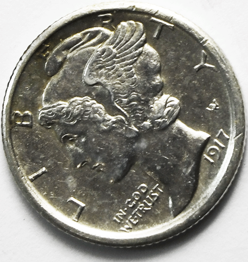 1917 10c Mercury Silver Dime Rare Ten Cents Philadelphia AU