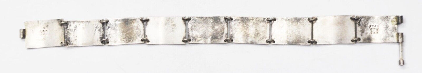 Etha Athens 900 Fine Silver Panel Bracelet Greece Souvenir 14mm 7-1/2"