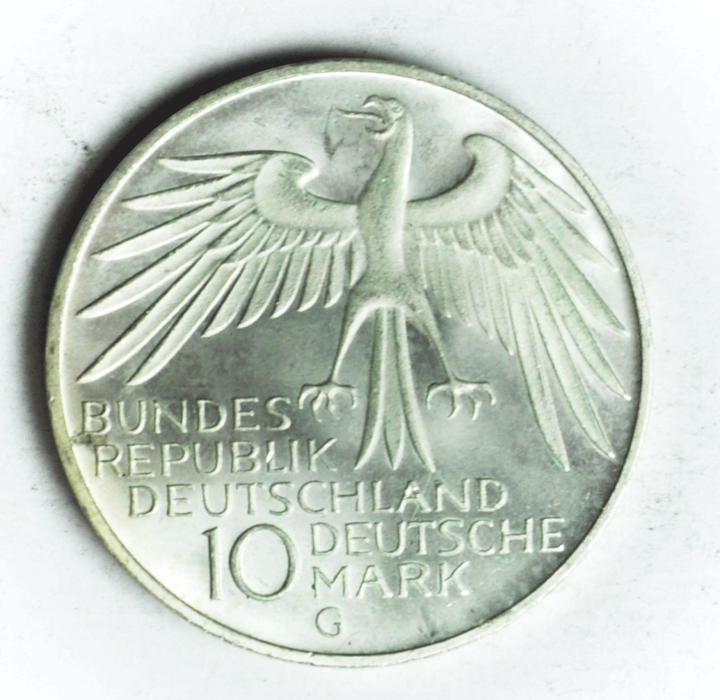 1972 G Germany Federal Republic 10 Ten Mark Silver KM# 133 Stadium Aerial View