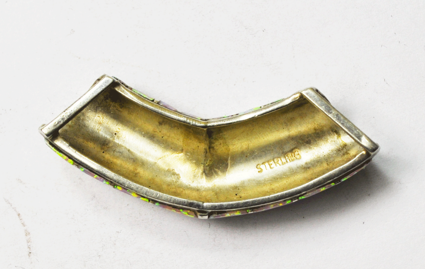 Sterling Silver Beautiful Pink Fire Opal Inlay Slider Pendant 1-7/8" 15mm