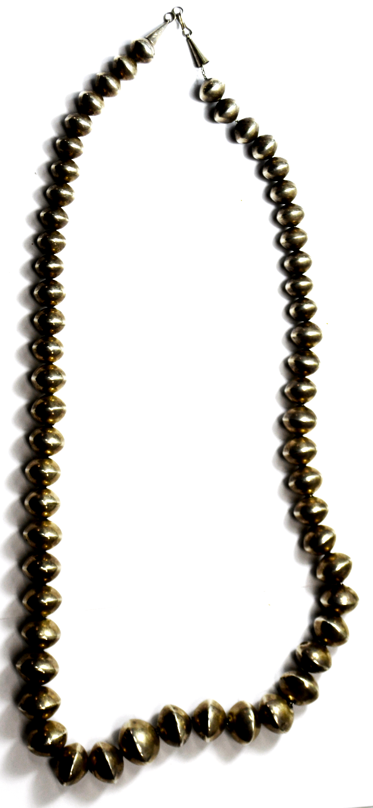 Sterling Silver Handmade Graduated 12-18mm Bead Necklace 29.5"   126g