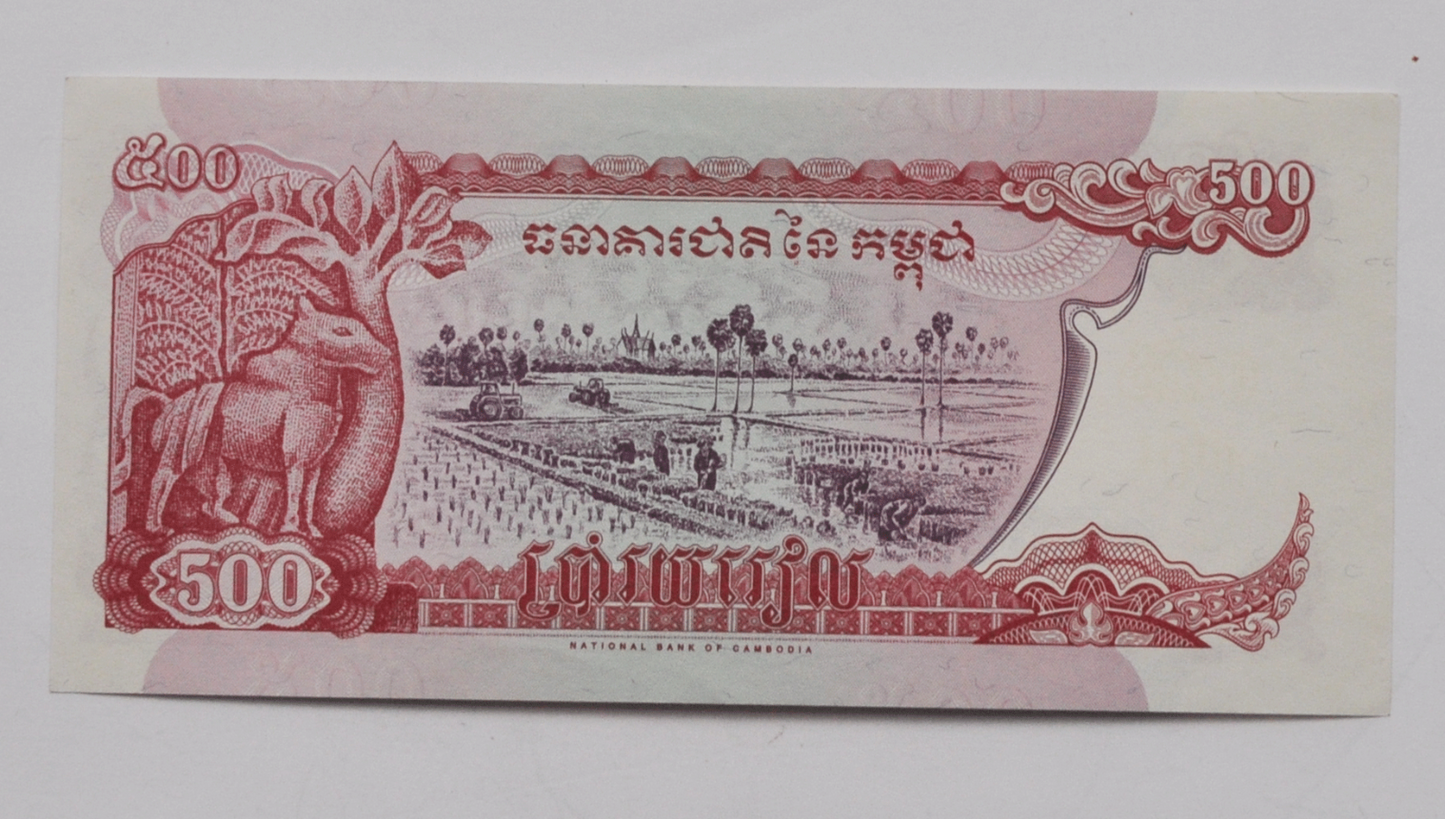 1998 Cambodia Uncirculated 500 Five Hundred Reis Note Currency