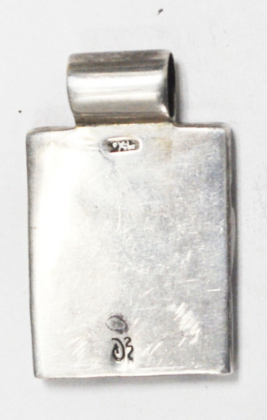 Sterling Silver Pastel Multi Gemstone Rectangle Brick Pendant 39mm x 25mm