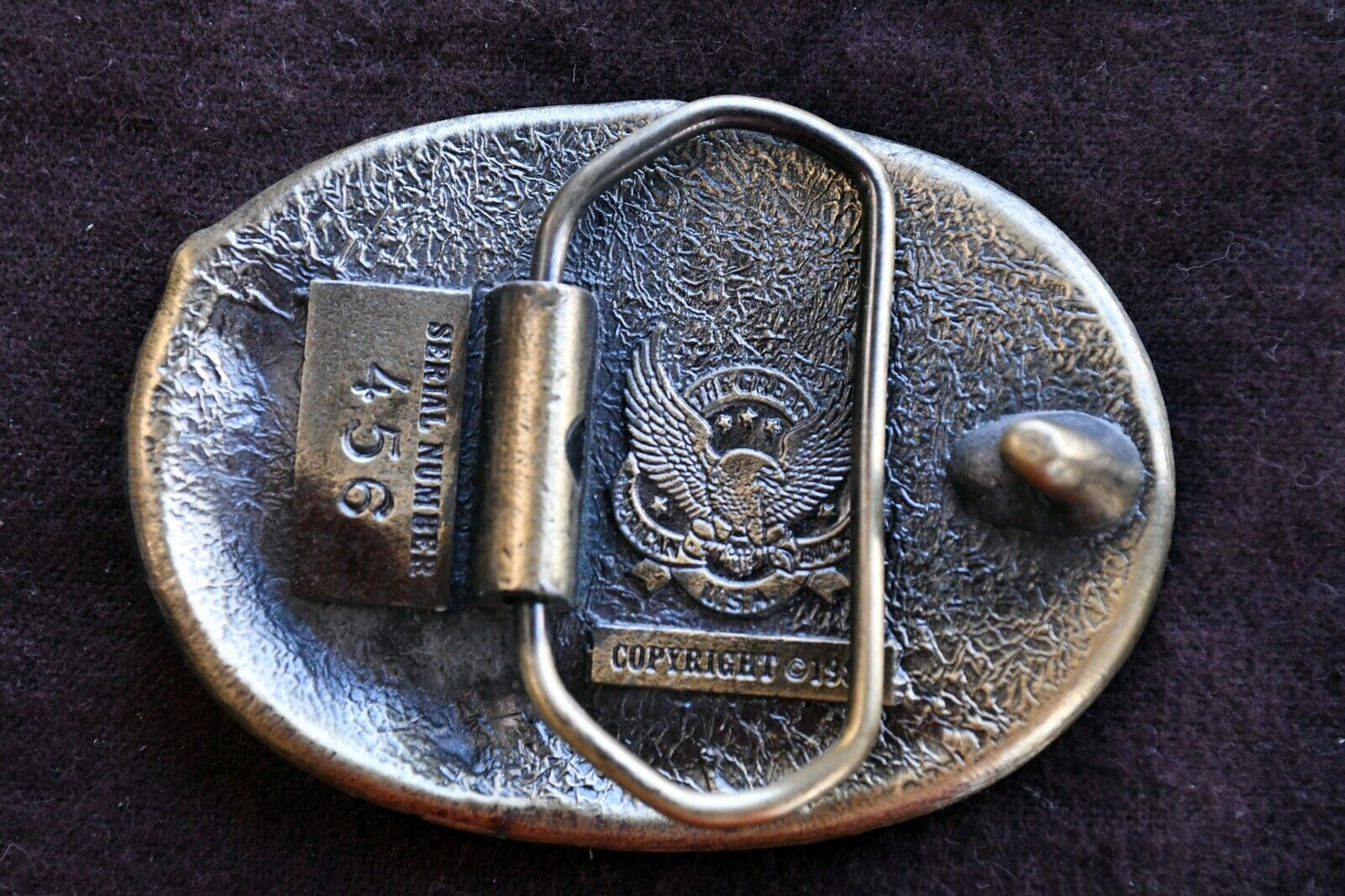 1982 Old Hunters Never Die They Just Stay Loaded Brass Belt Buckle 2 7/8" x 2"