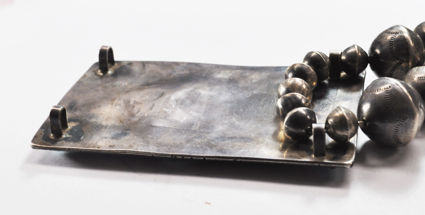 Sterling 26" Handmade 11-23mm Bead Coral Turquoise 4-1/8" x 2-1/2" Pendant