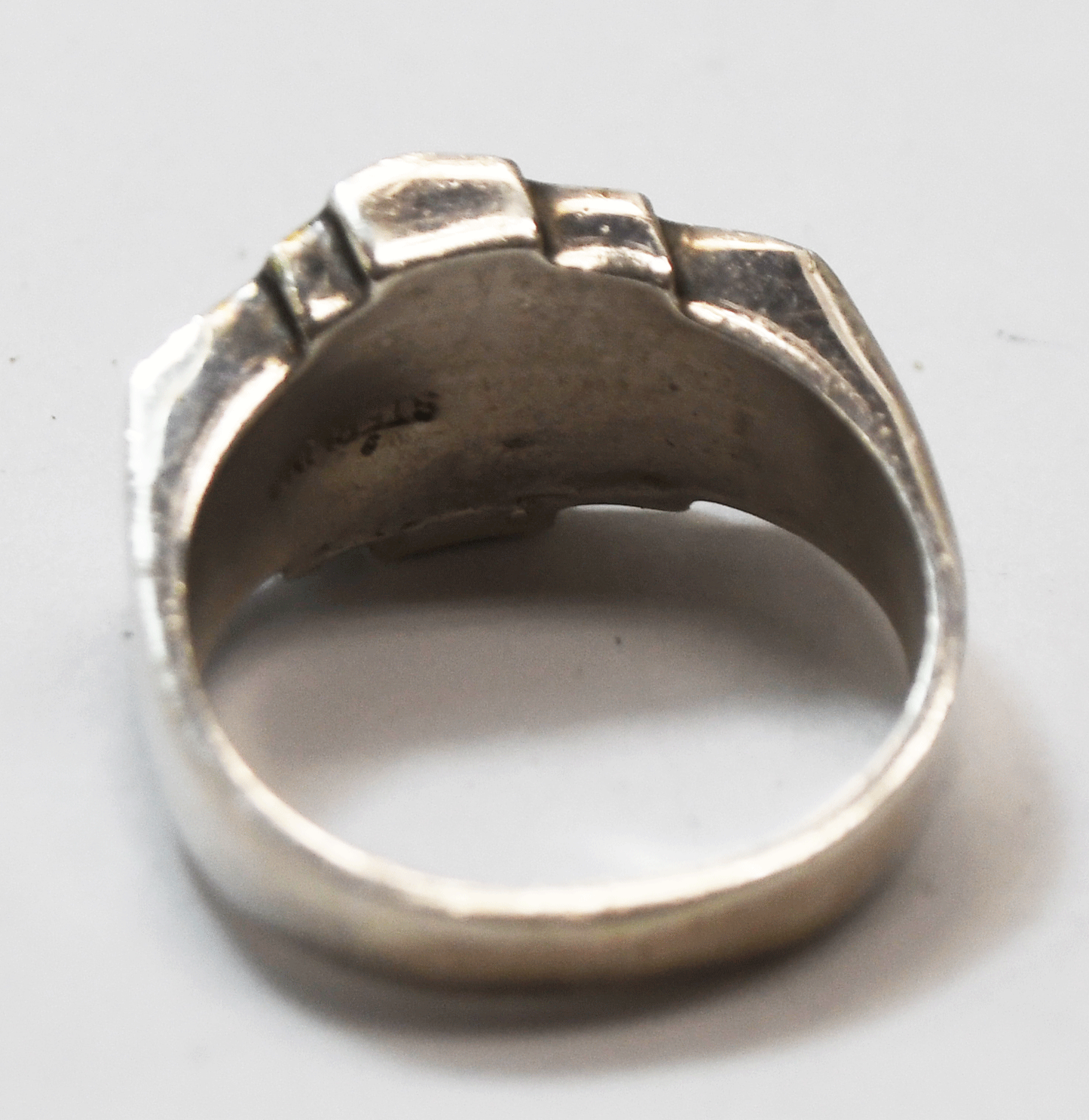 Sterling Opal Turquoise Onyx Coral Inlay Ring 12mm Size 10-1/2