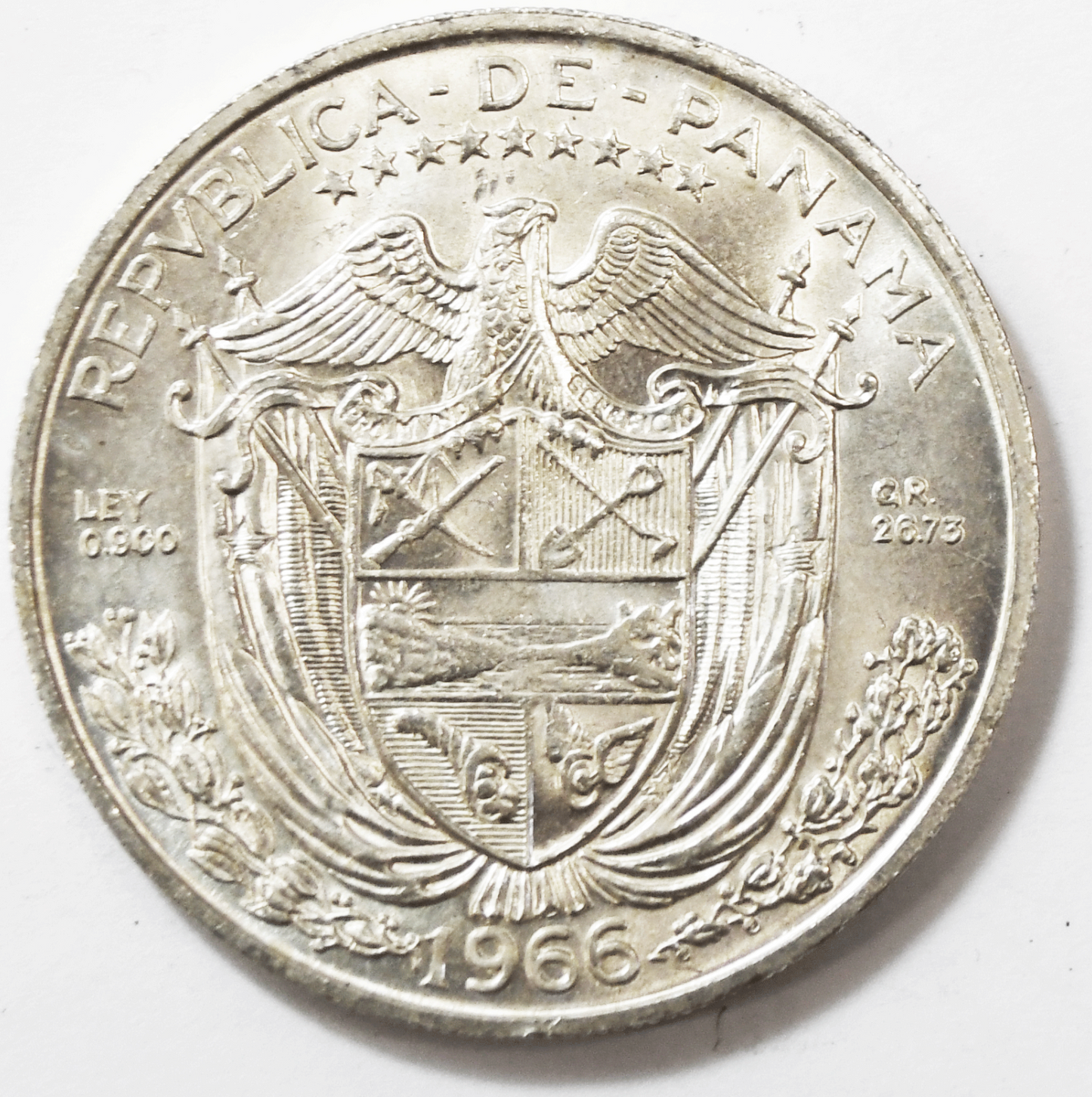 1966 Panama Balboa Silver Uncirculated Coin KM# 27