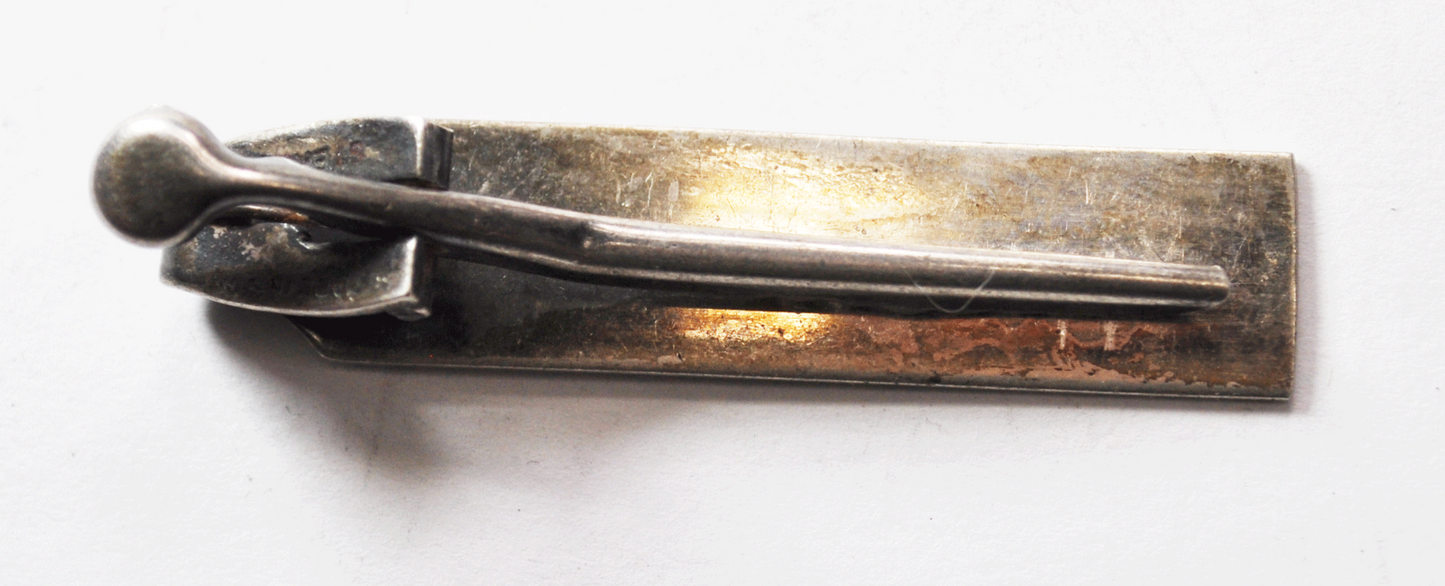 Vintage Siam Silver Goddess Black Enamel Tie Clip 2" x 11mm Bar Tack